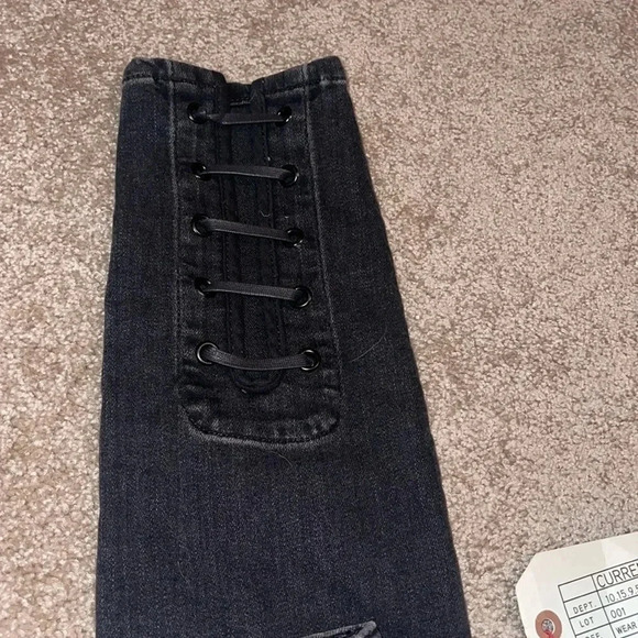Current/Elliott Black Stiletto Slit  Watchtower Eyelets Jean size 27 - NWT - H - Picture 7 of 8